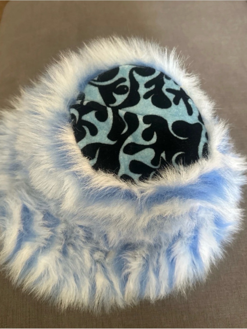 Plush Faux Fur Blue Kids Bucket Hat